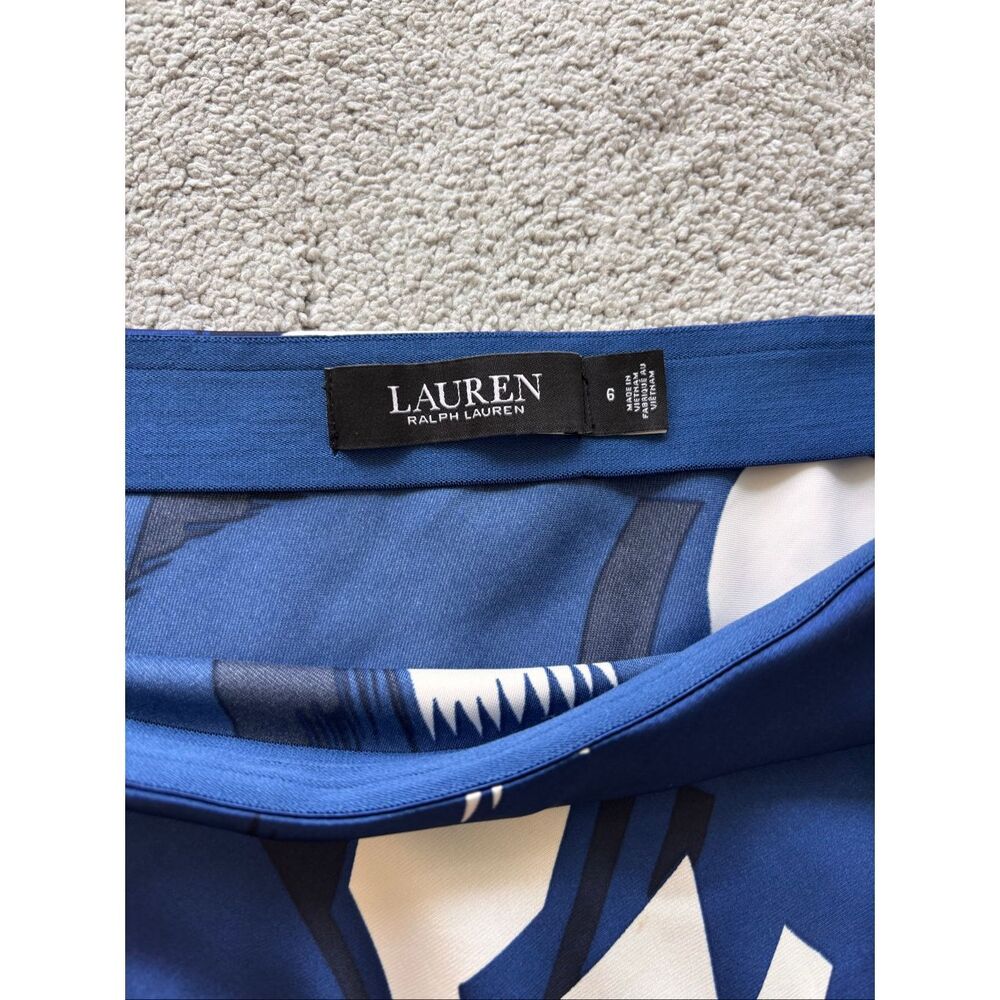Ralph Lauren Black Label Silk Abstract Print Bias Midi Skirt – Navy & Ivory Sz 6 - Picture 5 of 9